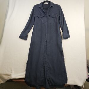 Cloth & Stone Women's Shirt Maxi Dress In A Distress Navy Blue Size XS